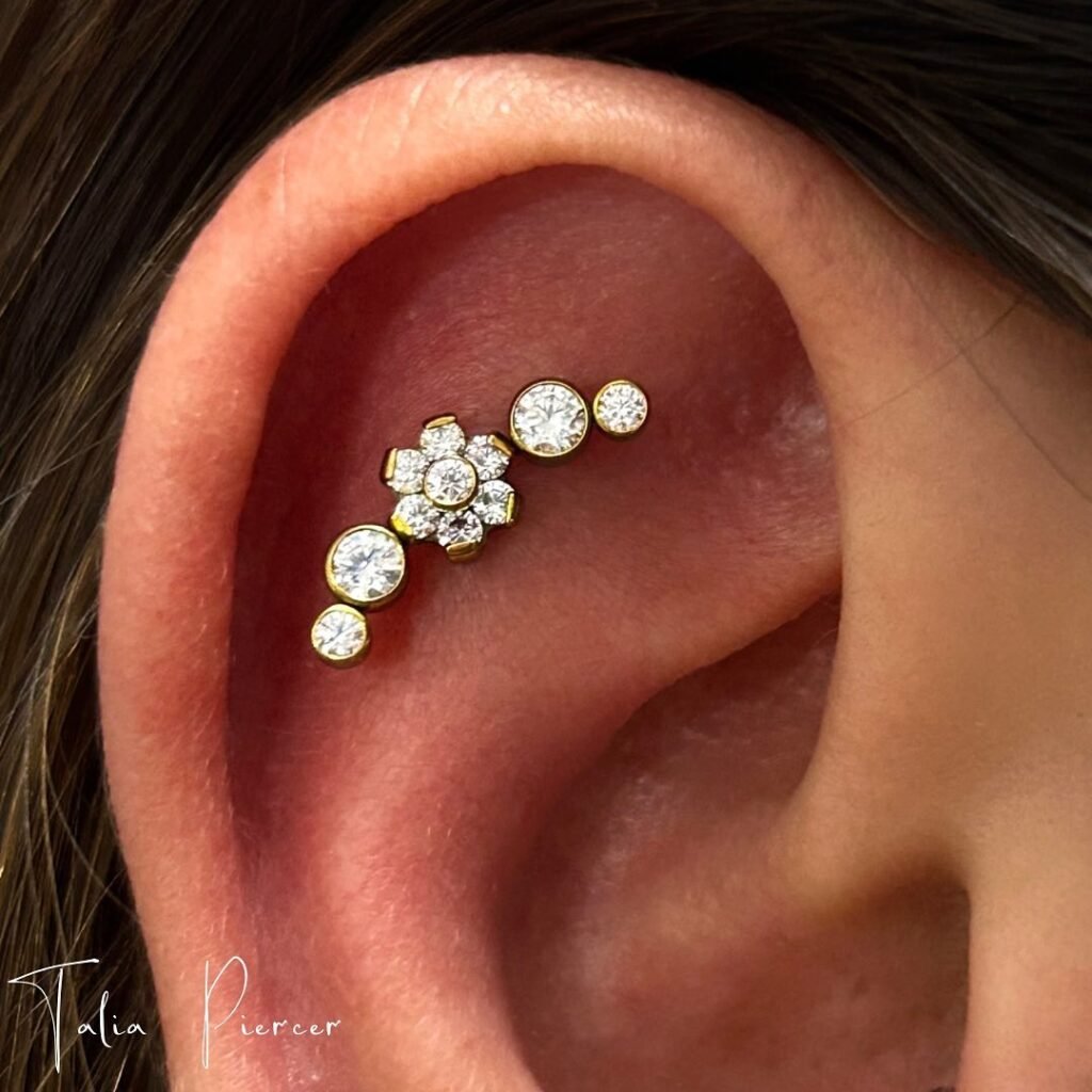 Modelo de oreja para perforación flat en titanio