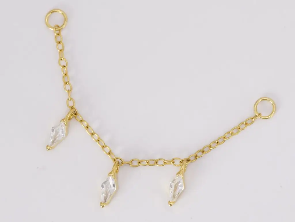 Chain para piercing en Plata 925 chapada en Oro 18K