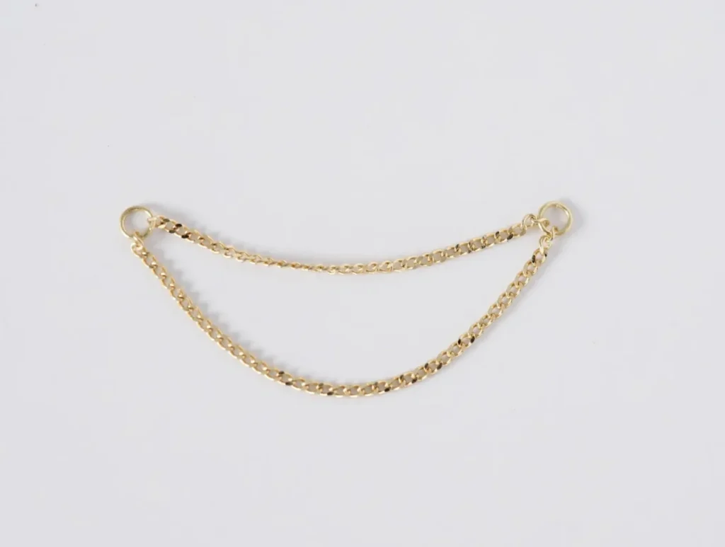 Doble chain de 34mm en oro sólido de 14k