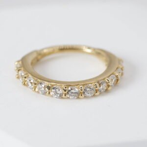 Cliker con Swarovski de 8mm en oro sólido