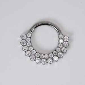Cliker Doble Zirconias Blancas 8 mm – Titanio