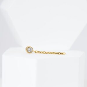 Labret Cadena y Zirconia Incrustada Blanca – Titanio Dorado