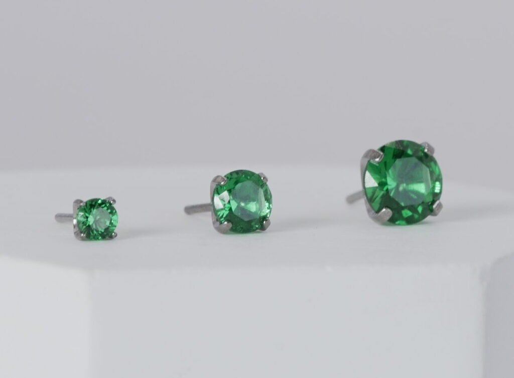Zirconia verde esmeralda push pin de titanio de 2 mm, 3 mm y 4 mm