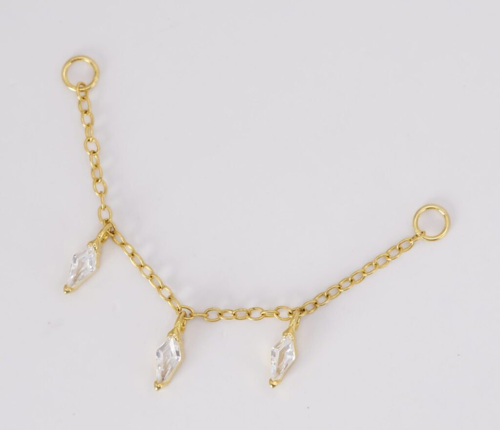 Chain Baguettes Blancos – Plata 925 Chapada en Oro 18K
