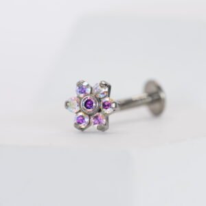 Piercing Navel Flotante Flor Tornasol – Titanio