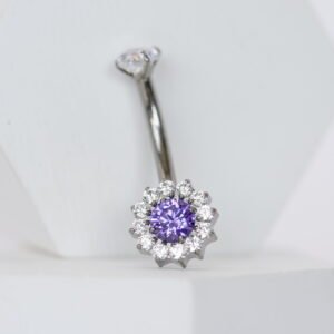 Piercing Navel Zirconias y Amatista – Titanio